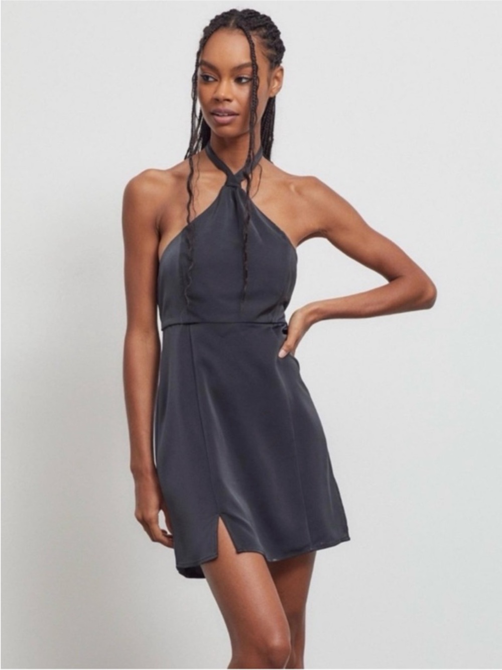 Urban Outfitters Black Halter Tie Mini Dress